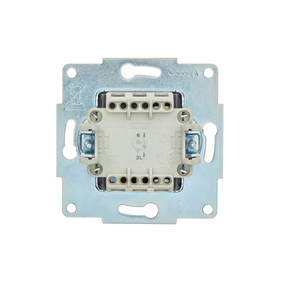 Выключатель встраиваемый Lezard Asti 1 клавиша с подсветкой цвет белый STLM-2182120 - Вид №2