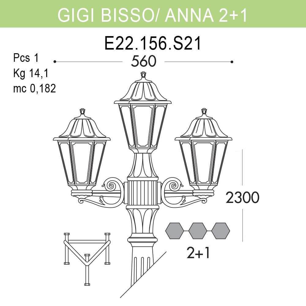 Уличный фонарь Fumagalli Gigi Bisso/Anna E22.156.S21.AYF1R FUMAGALLI ФОНАРЬ 268833 Черный  - Вид №1