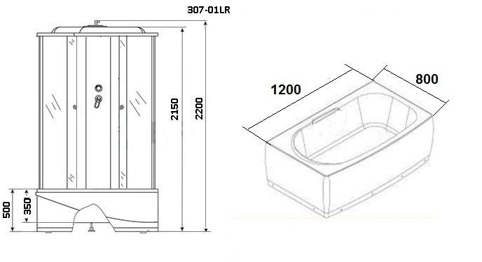 Душевая кабина NG-307-01R (1200х800х2200) высокий поддон(50см) стекло МОЗАИКА Niagara Ultra 3070154R - Вид №2