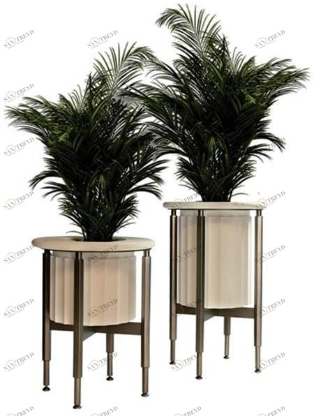 Paolo Castelli Круглый горшок для цветов из натурального камня и металла sun-id-1453088