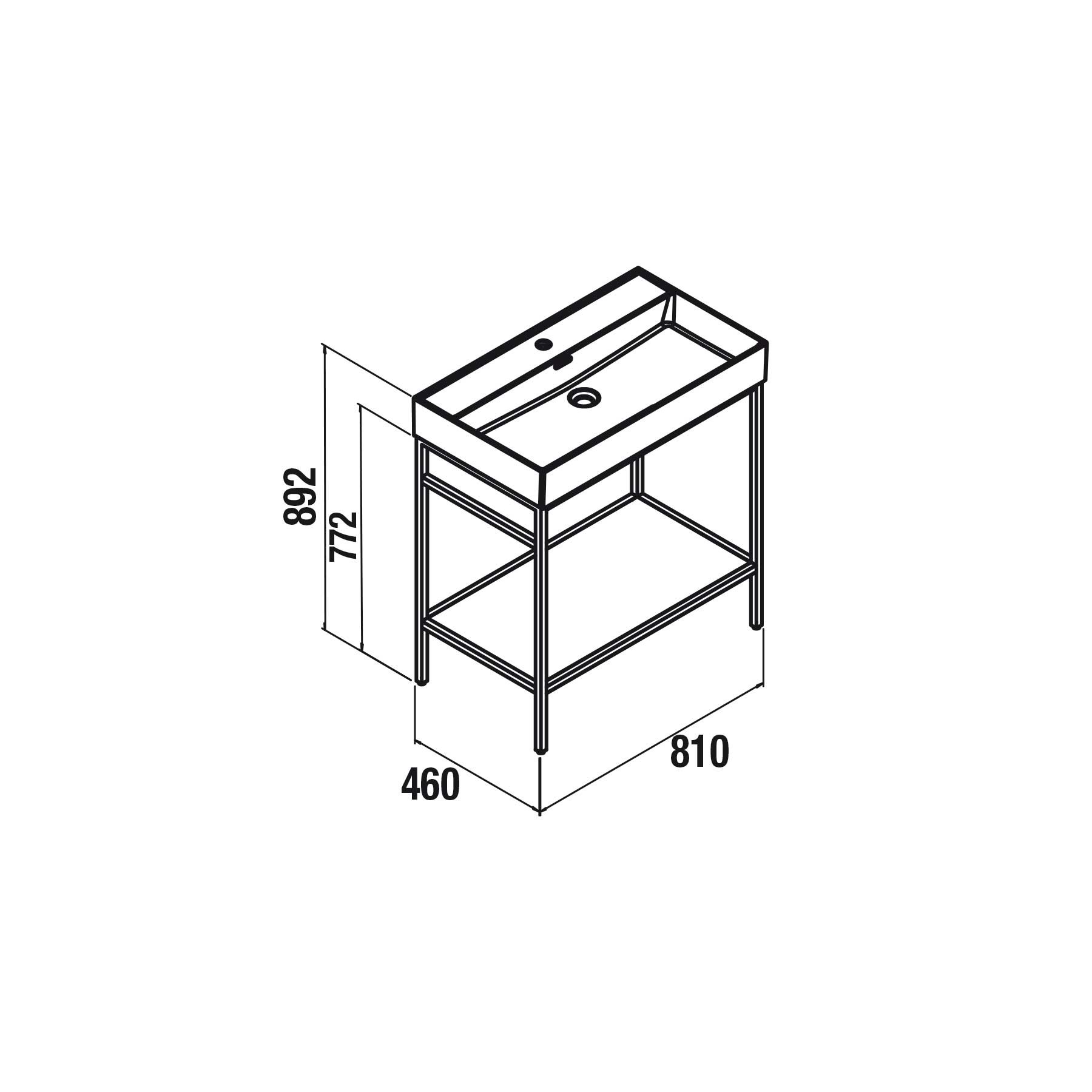 26428 SALGAR Мебель для умывальника VINCI 800 с раковиной Венето ДУБ АФРИКАНСКИЙ 797 x 892 x 450 мм - Вид №2