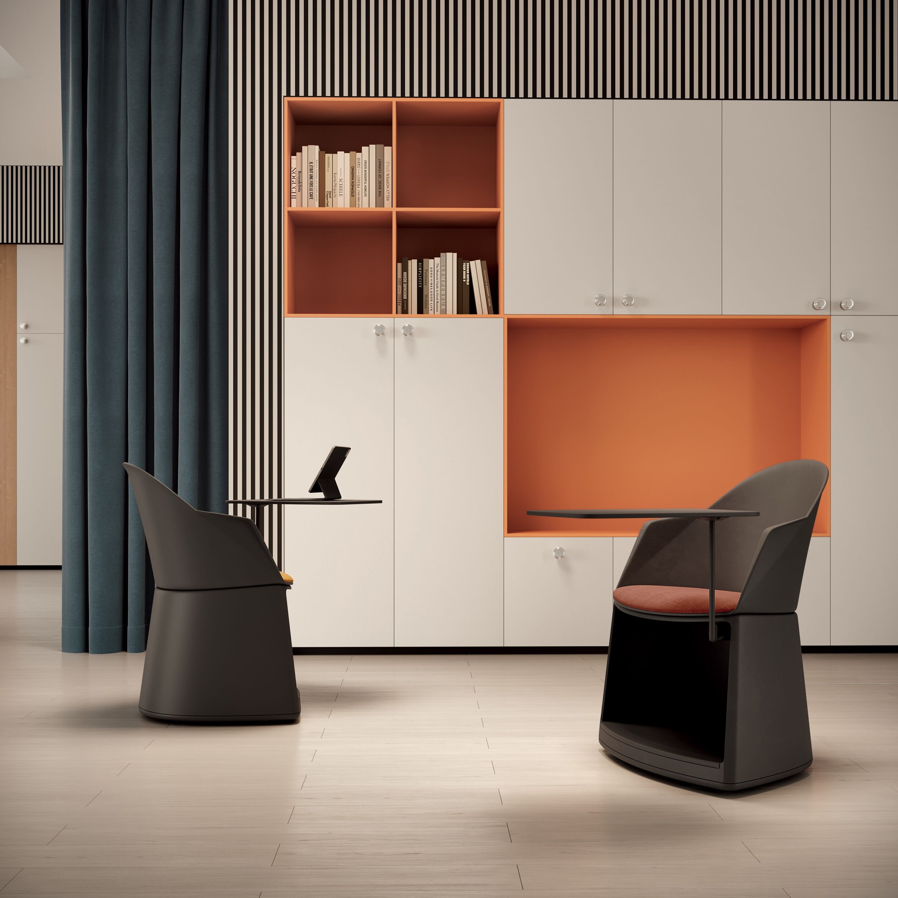 Кресло с подлокотниками с отсеком для хранения на колесах Arper Cila Go ARCH-00047892 - Вид №3