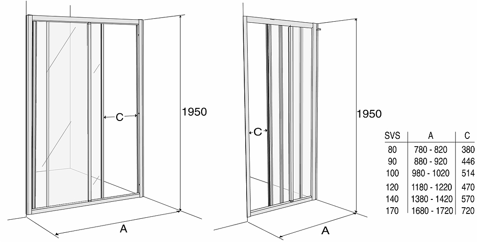 602581 IFO Душевая кабина прямая SVS NK, алюминиевый профиль, прозрачное стекло, SVS NK 800 Solid - Вид №1