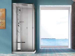 Многофункциональная угловая душевая кабина из нержавеющей стали и хрусталя