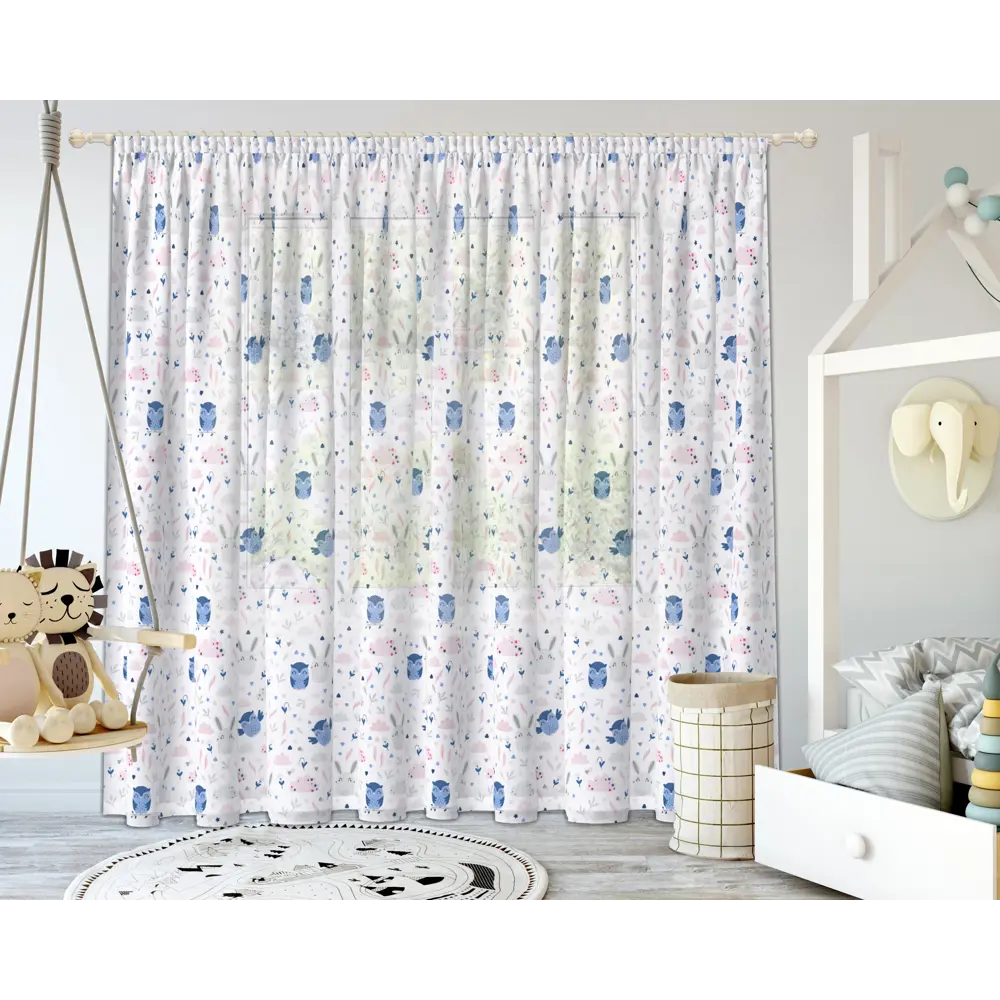 Тюль на ленте Совы 250x260 см цвет синий 89100806 STLM-2138674 GARDEN  - Вид №4