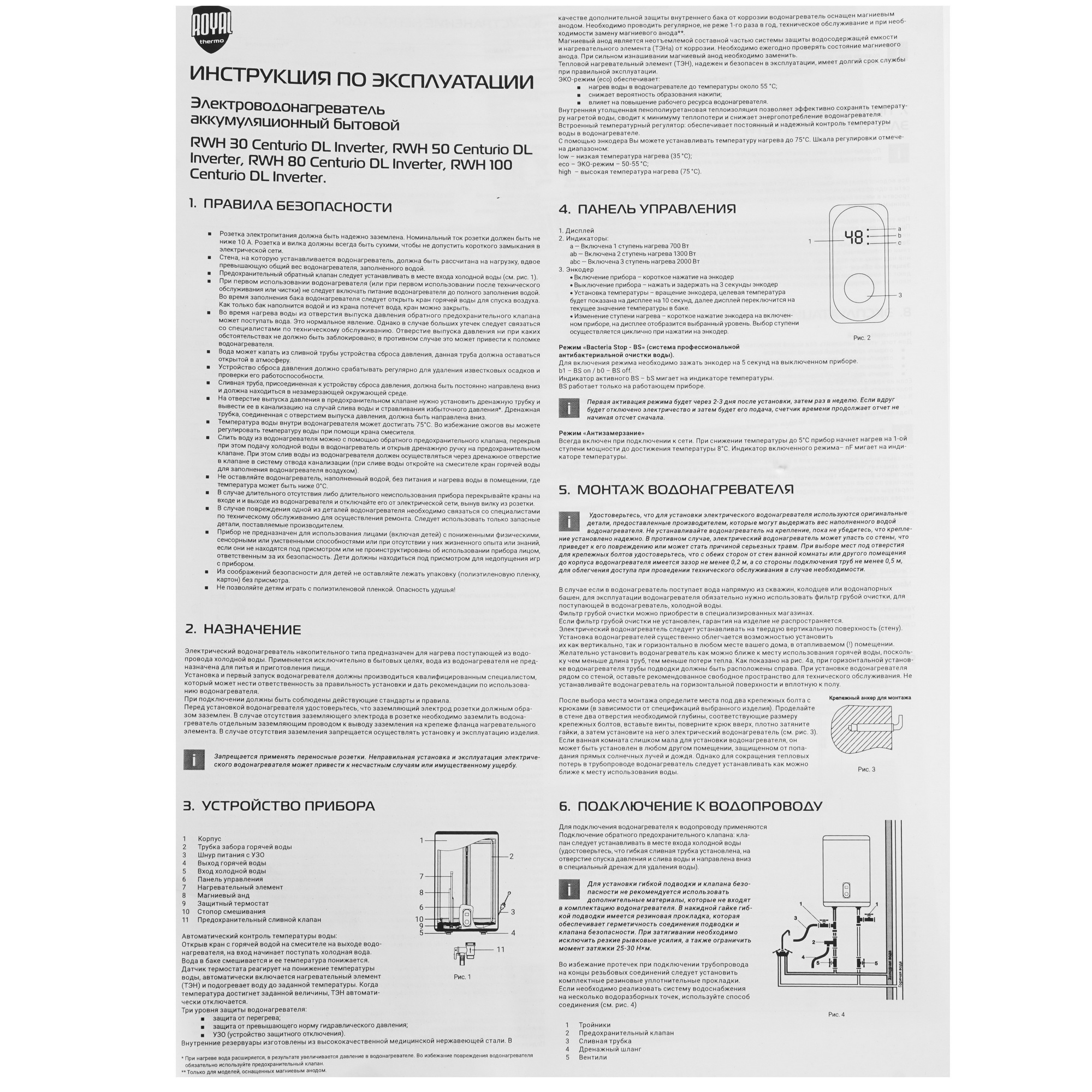 9089743 Водонагреватель электрический Royal Thermo RWH 30 Centurio DL Inverter STDN-0081438 - Вид №8