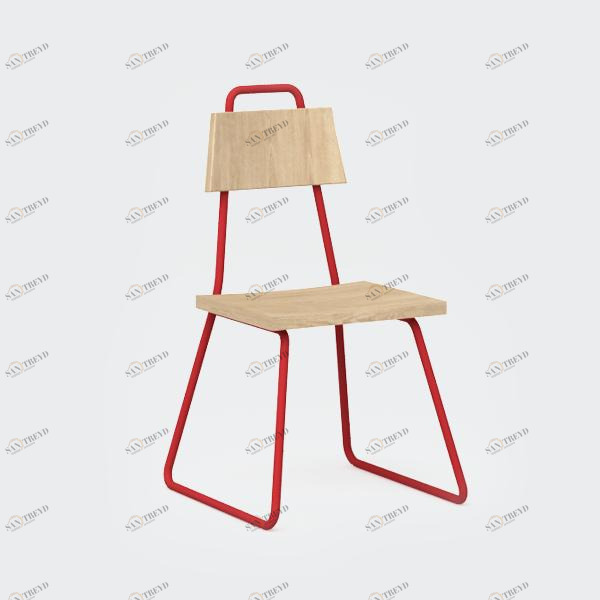 Стул с металлическими ножками и деревянным сиденьем красный Bauhaus WOODI  00-3966237 Красный 