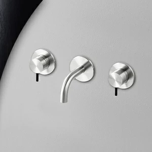 Смеситель для раковины сталь глянцевая с черной ручкой Toki Radomonte TKI27LCIL22