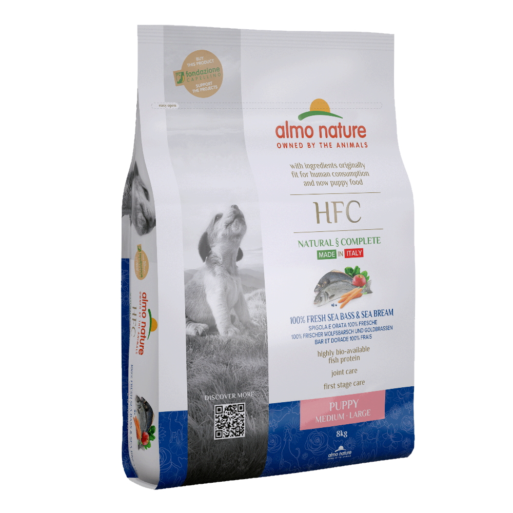 ПР0059808 Корм для щенков M-L Puppy для средних и крупных пород, св.морск.рыба: окунь, лещ сух.8кг Almo Nature 