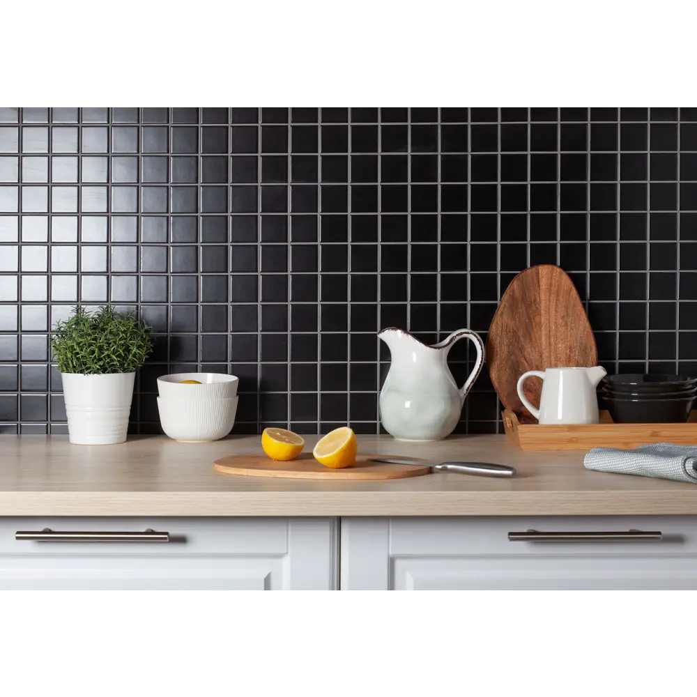Мозаика керамическая Smart Mosaic Homework Black Matt 30.6x30.6 см цвет черный 82909310 STLM-2087121 - Вид №6