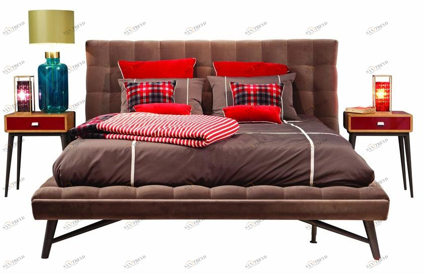 Roche Bobois Двуспальная кровать из хлопка с тафтинговым изголовьем Nouveaux classiques sun-id-1492876