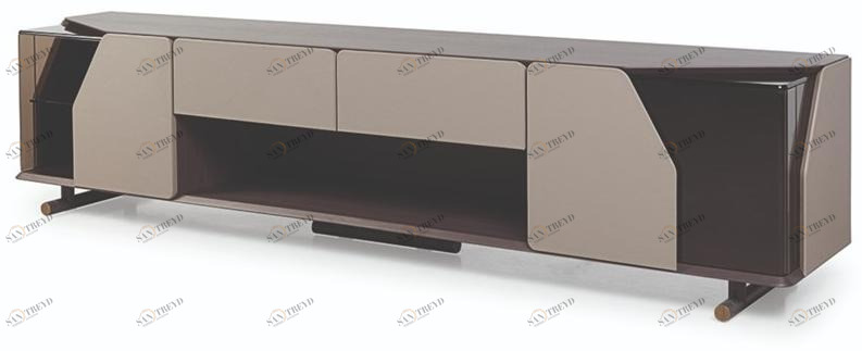 Turri Деревянная тумба под ТВ с распашными дверцами и кожаными ящиками Vine sun-id-1365738