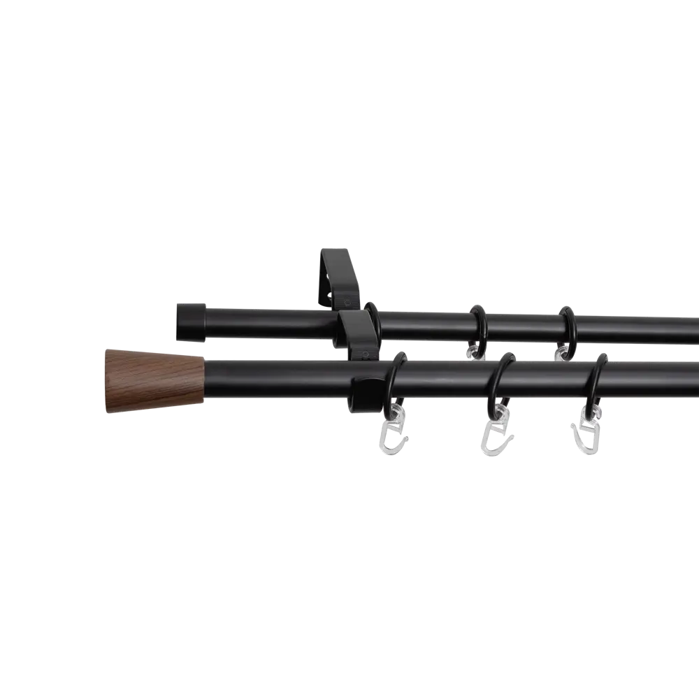 Настенный карниз раздвижной двухрядный KREAFORTA Каура d16/19 160-300 см металл цвет черный STLM-2073805 - Вид №5