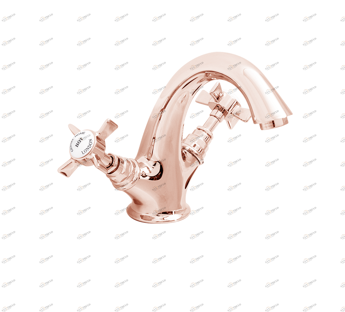 Gentry Home Смеситель для раковины Style на три отверстия с всплывающей пастой Ascot Розовое золото GH101724 