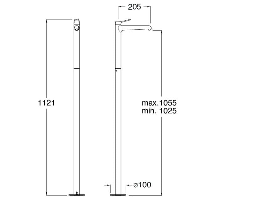 Однорычажный напольный смеситель для раковины без слива CRISTINA Rubinetterie бочка ARCH-00086366 - Вид №1
