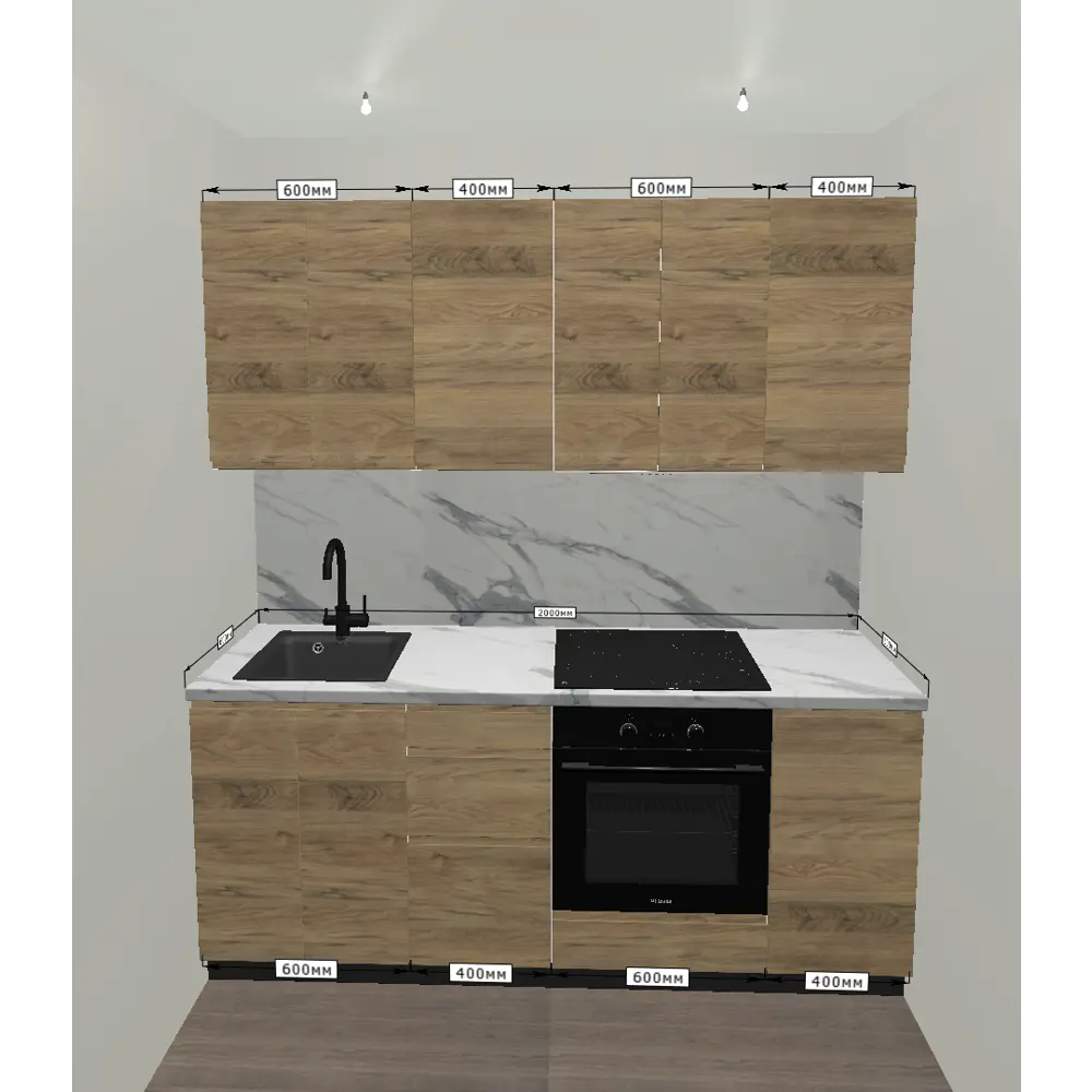 Кухонный гарнитур 200x60 см Токио цвет коричневый 89442884 STLM-2153205 KONSENSA - Вид №1