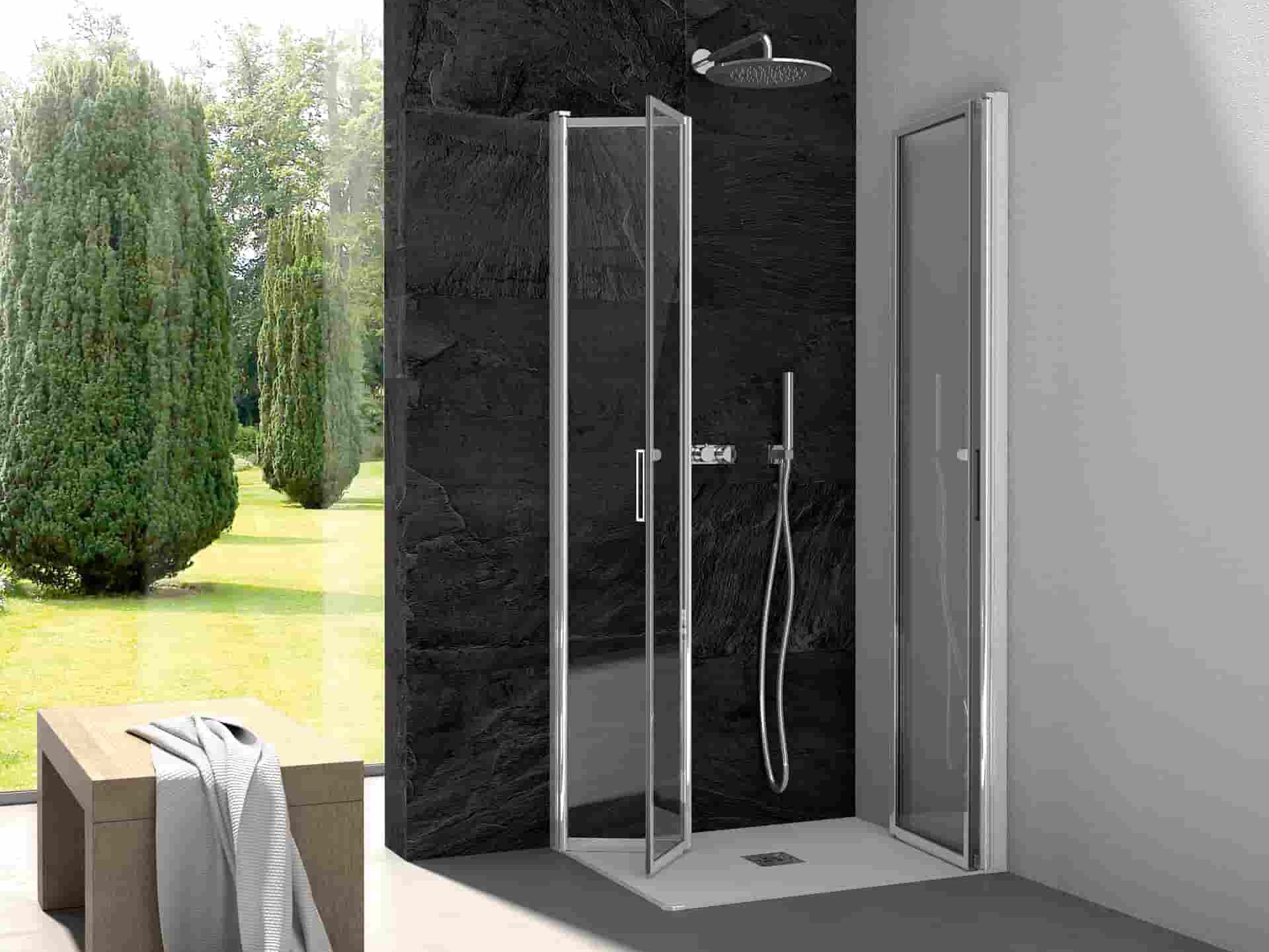 Алюминиевая и стеклянная угловая душевая кабина с раздвижной дверью CSA Box Doccia Женева ARCH-00031805