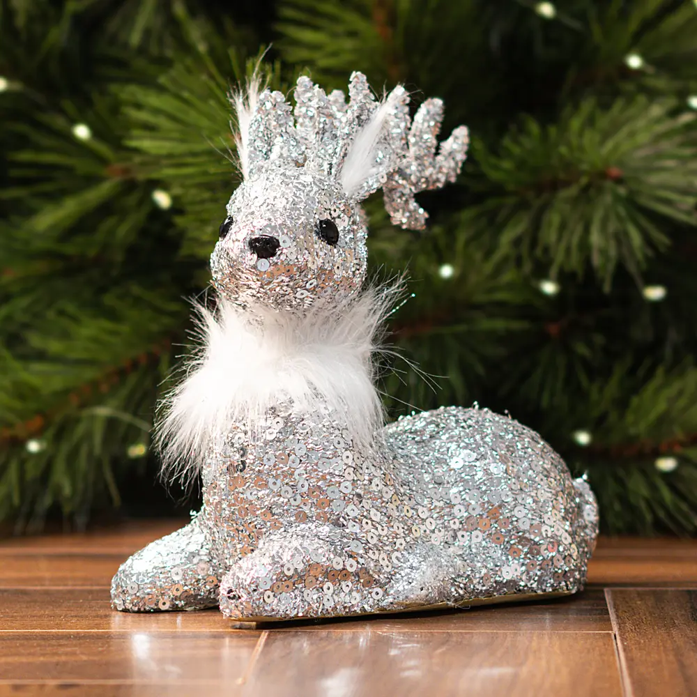 89368047 Декоративная фигура Олень 20x13 см серебристый STLM-1537199 Santreyd Christmas