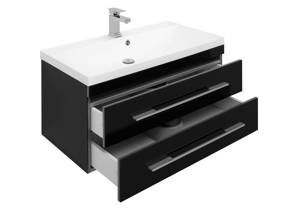 Комплект мебели для ванной Aquanet Верона NEW 90 черный (подвесной 2 ящика) 00230313 - Вид №3