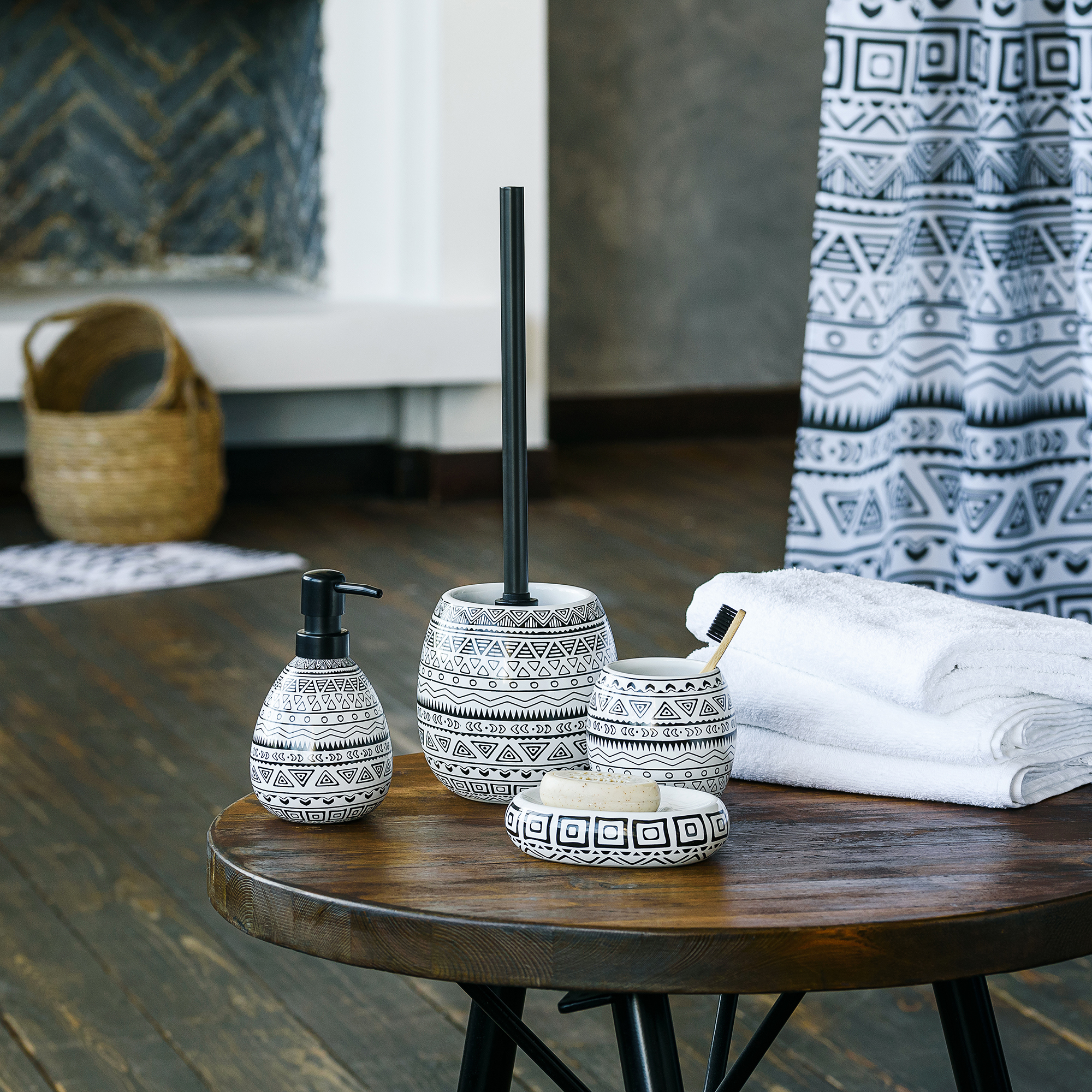 83425119 Стакан для зубных щёток керамика цвет белый/чёрный Nomads STLM-0041242 MOROSHKA  - Вид №4