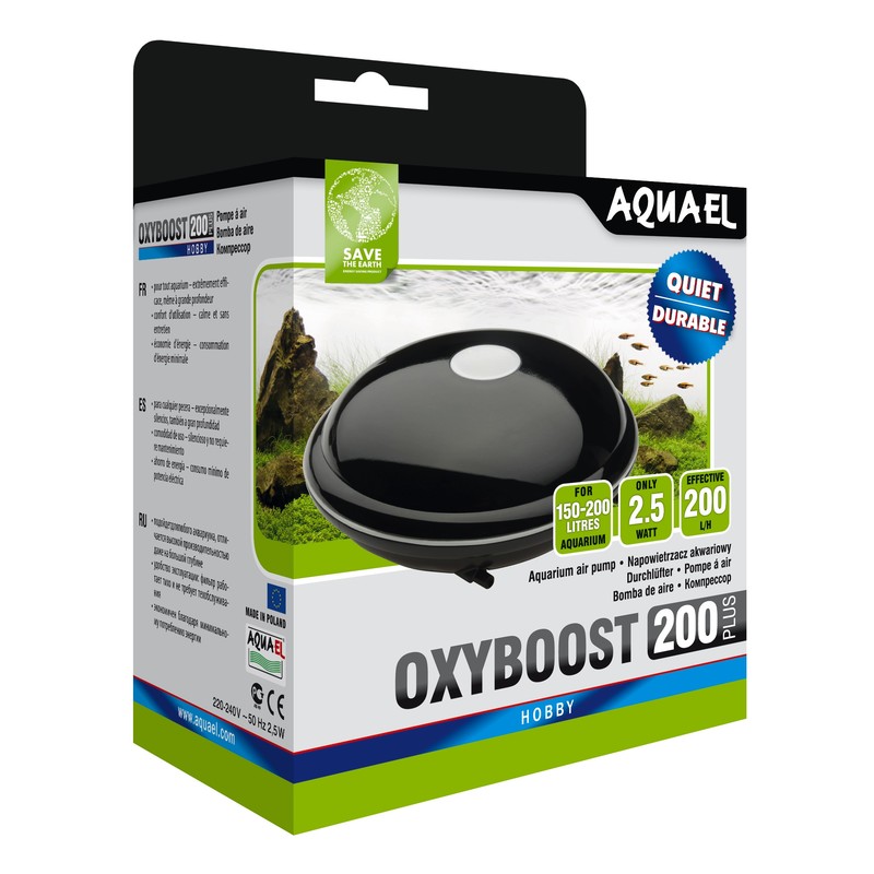ПР0031039 Компрессор OXYBOOST 200 plus для аквариума 150 - 200 л (200 л/ч, 2.5 Вт, 2 канала, нерегулируемый) AQUAEL 