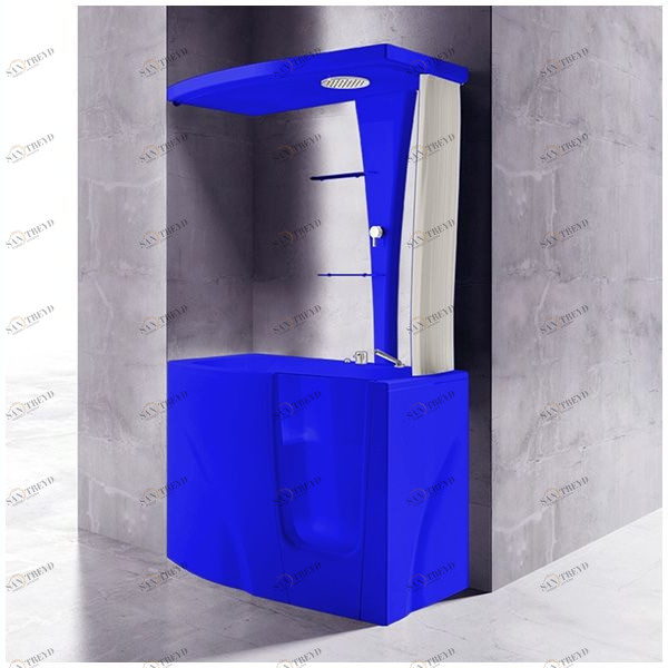 Ванна с кабиной GRUPPO TREESSE GEN-Y TOP STD-V3417|B3411-LX синяя угловая сидячая с дверью левосторонняя STDV3417B3411LXSI