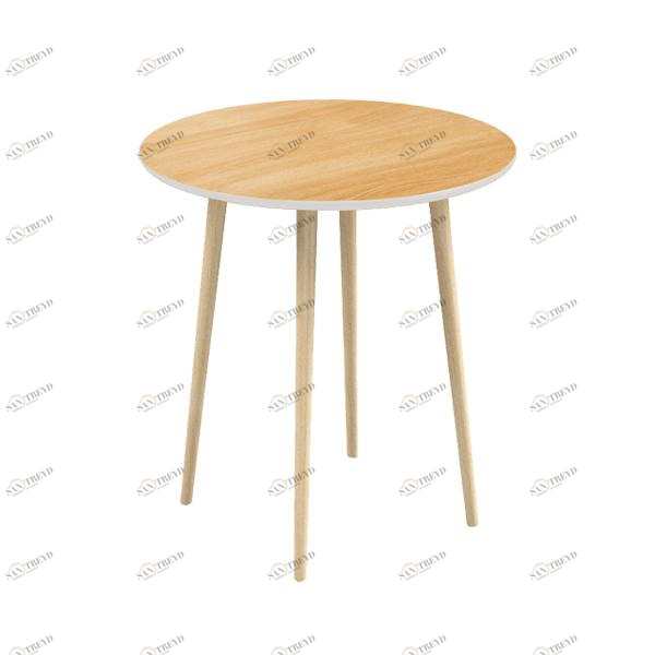 Обеденный стол круглый с дубовой столешницей 70 см с белым кантом "Спутник" WOODI  00-3966456 Беленый дуб;бежевый 