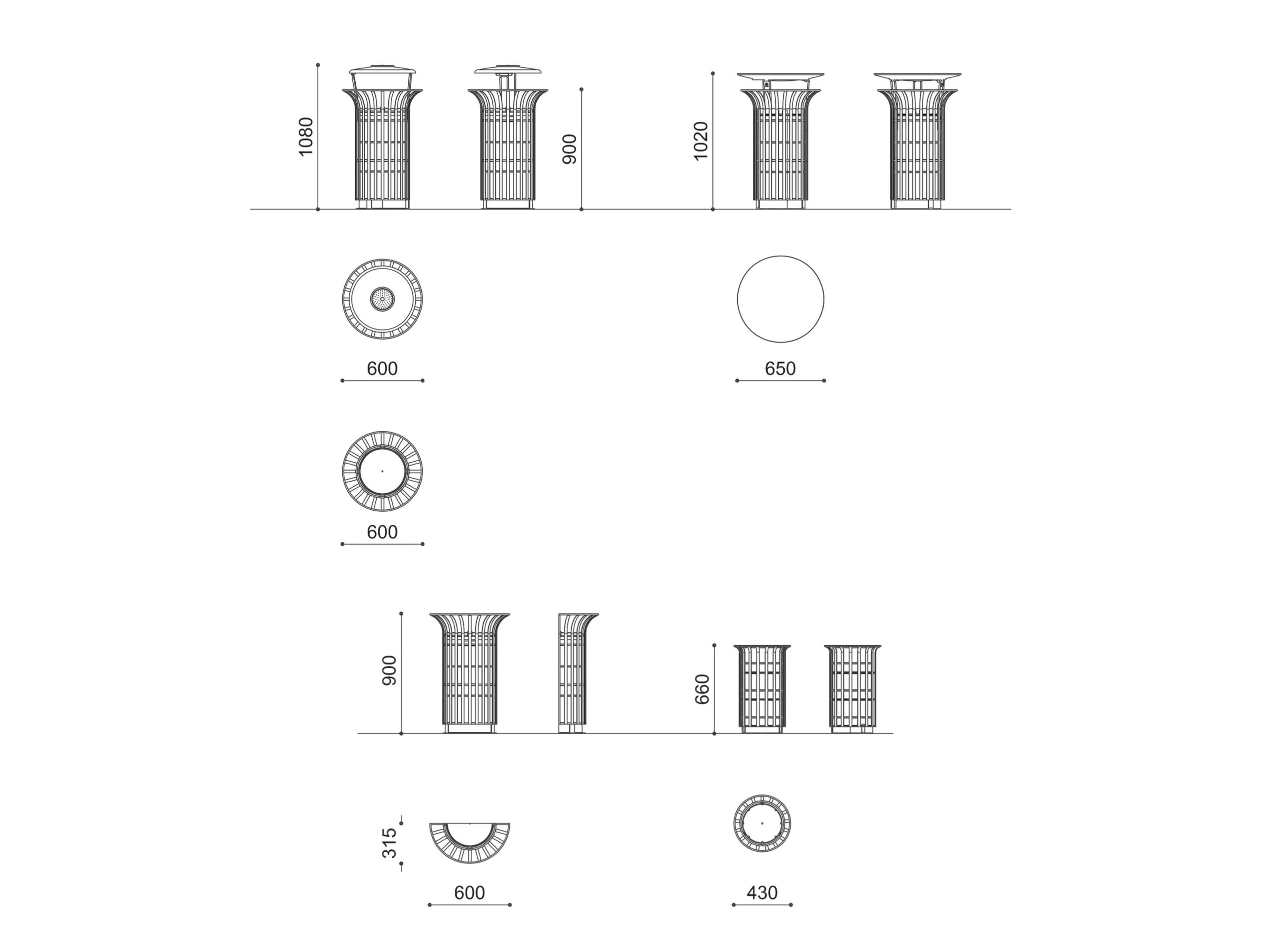 Оцинкованная стальная корзина для мусора с пепельницей City Design COROLLA ARCH-00133010 - Вид №2