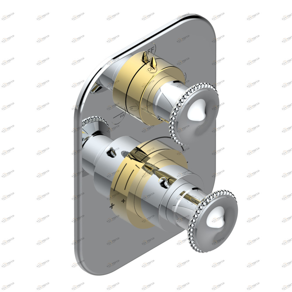 G31-5500BE Ручка регулировки и маховик 2-канального переключателя для термостатического смесителя арт. 5500AE Thg-paris Cygne Хром/золото G31 5500BE CAT.A