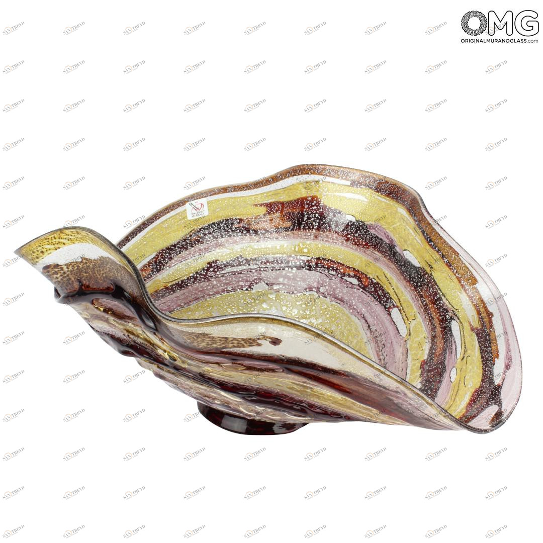 2170 ORIGINALMURANOGLASS Декоративная янтарная чаша Сбруффи - муранское стекло 30 см 