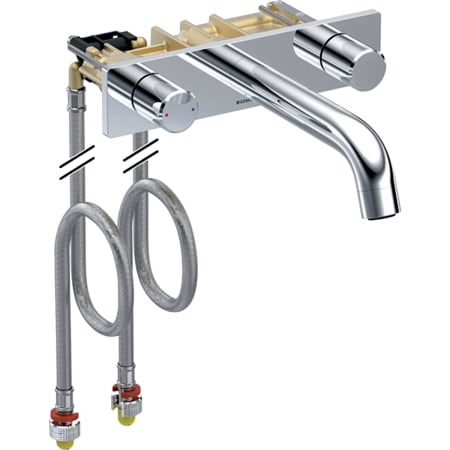 116.462.21.1 Смеситель для раковины Geberit ONE круглого исполнения, настенный монтаж, смеситель двухручковый, для функционального блока скрытого монтажа Geberit 