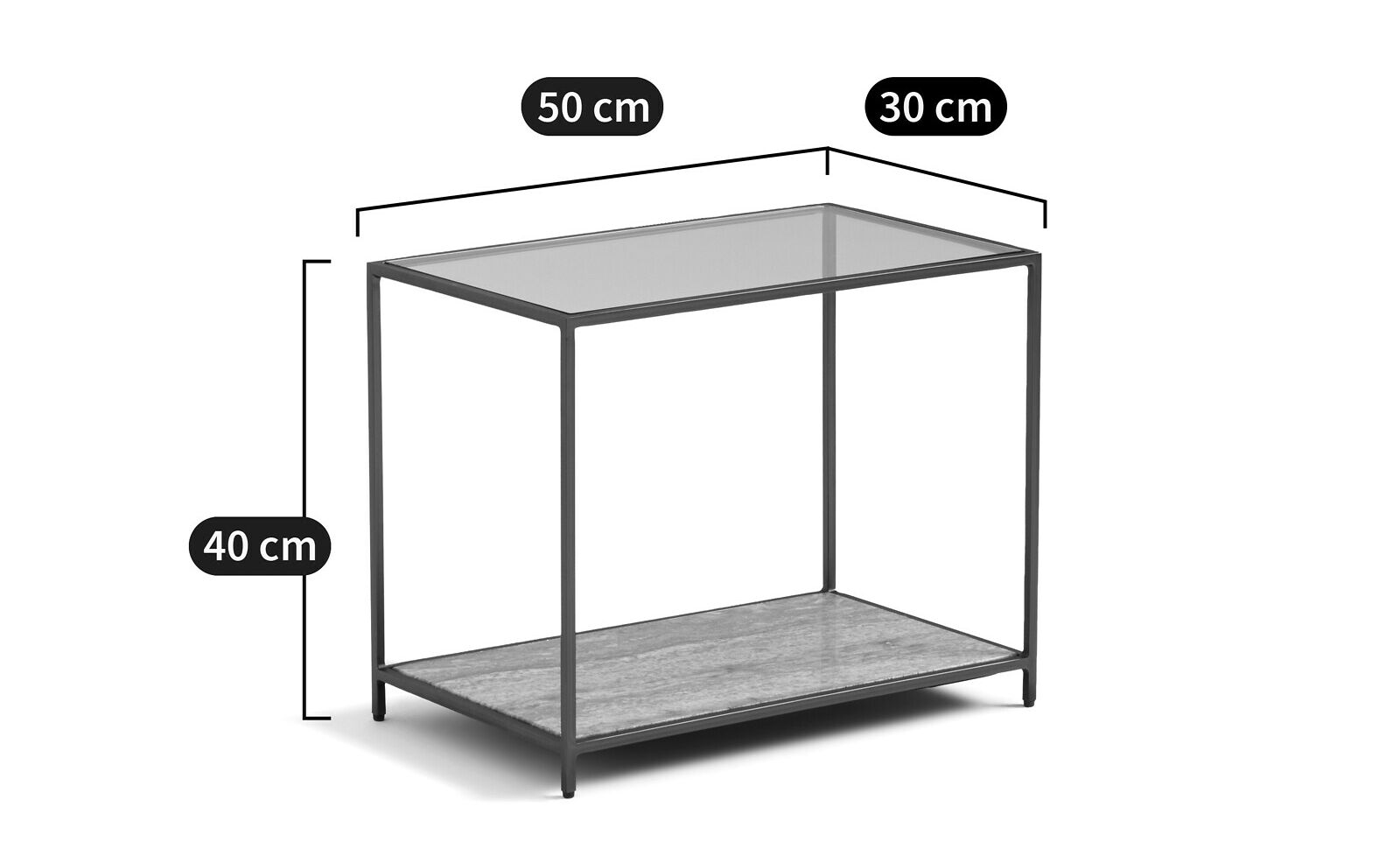 Прямоугольный журнальный столик из закаленного стекла и травертина AMPM BUREN ARCH-00103589 - Вид №2