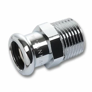116243G1834 SANHA 16243G пресс-фитинг, бронза, ниппель перех.ВПр-НР,хром 18x3/4 мм