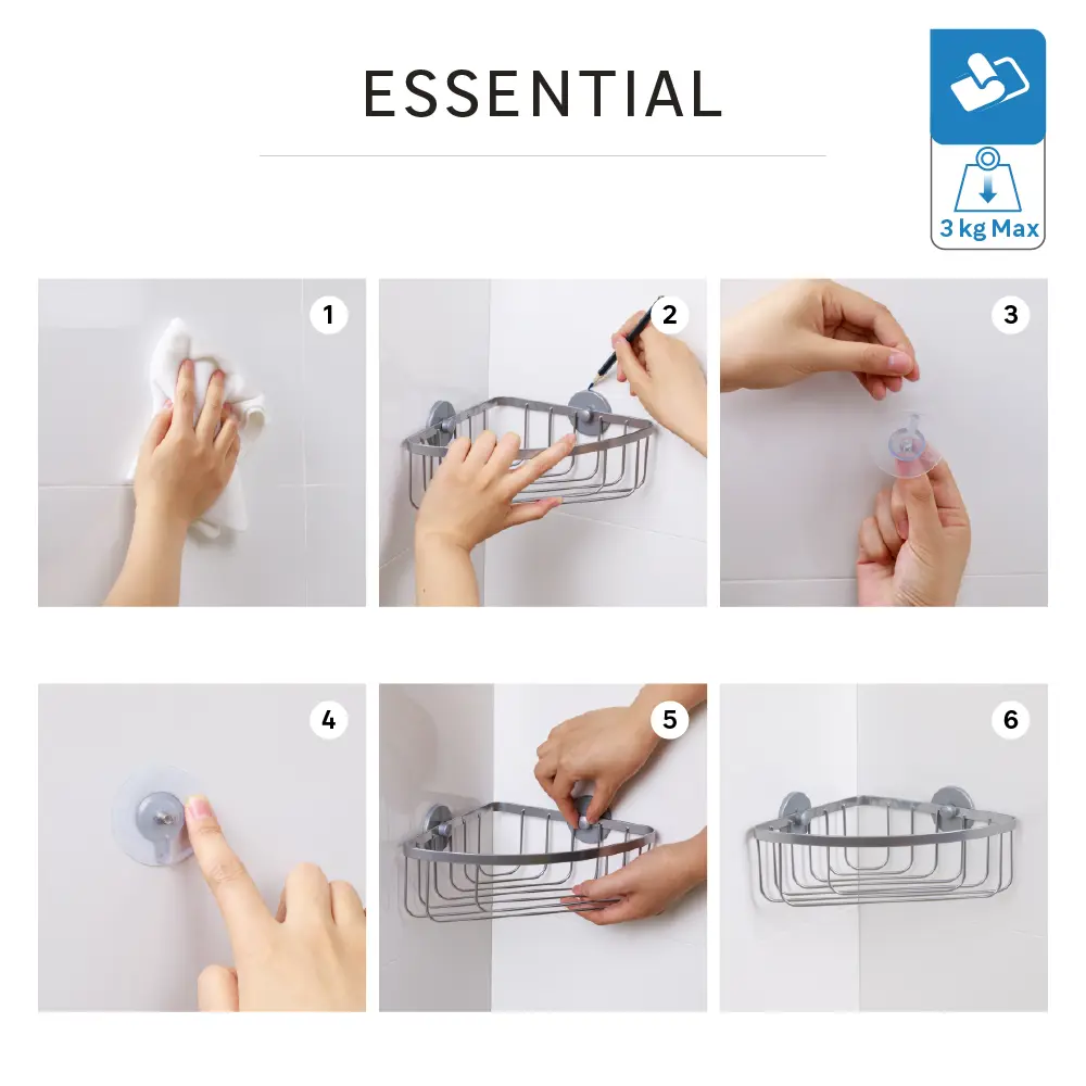 Полка для ванной угловая Sensea Essential цвет хром 82667491 STLM-2119833 - Вид №3