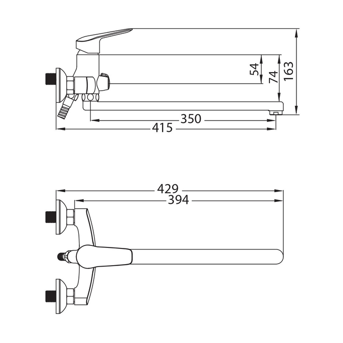 DAVSBLCM10 Milardo Davis Смеситель для ванны с длинным изливом Davis Россия  - Вид №10