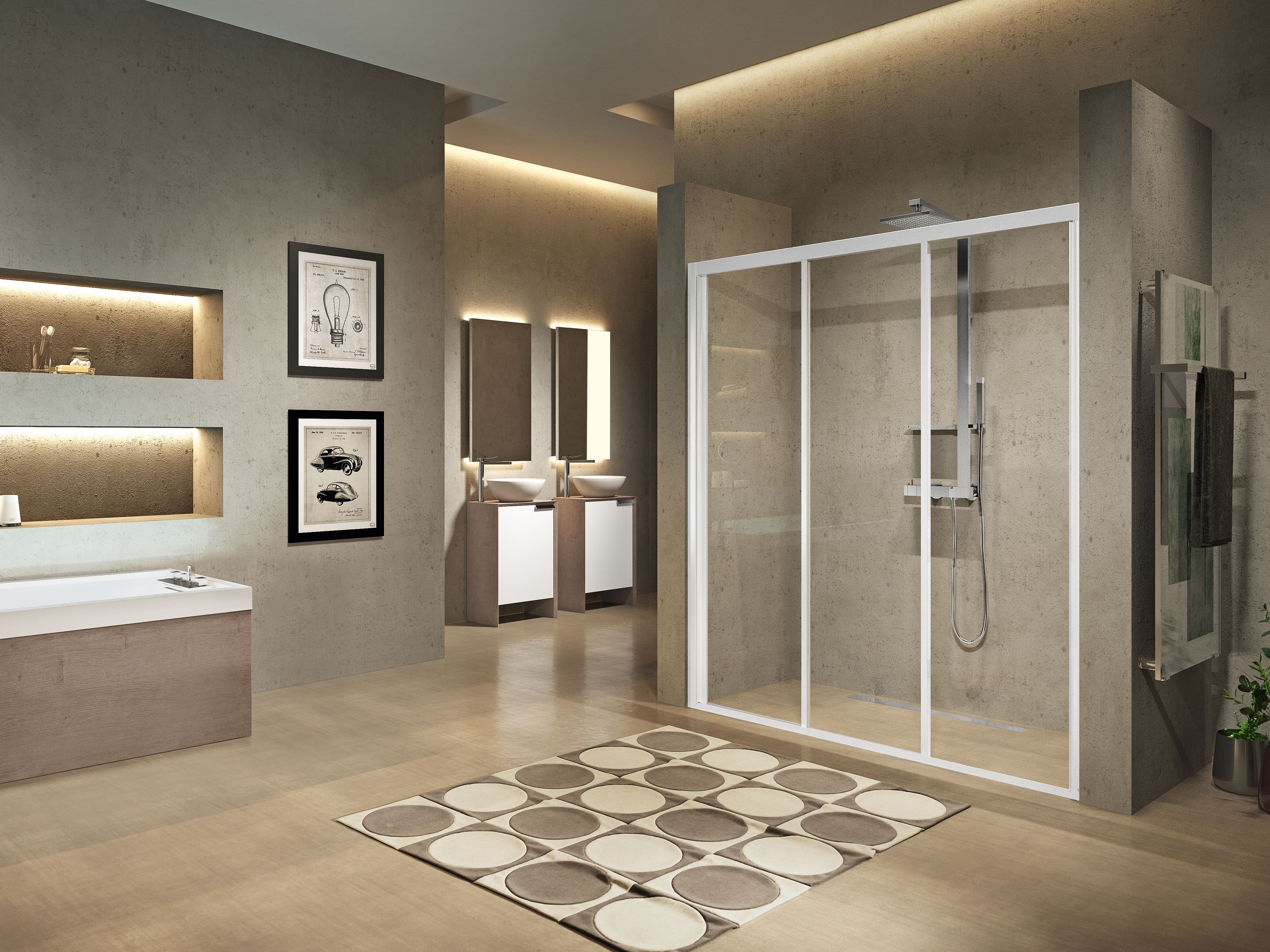 Нишевая душевая кабина с раздвижной дверью Novellini Lunes ARCH-00131204