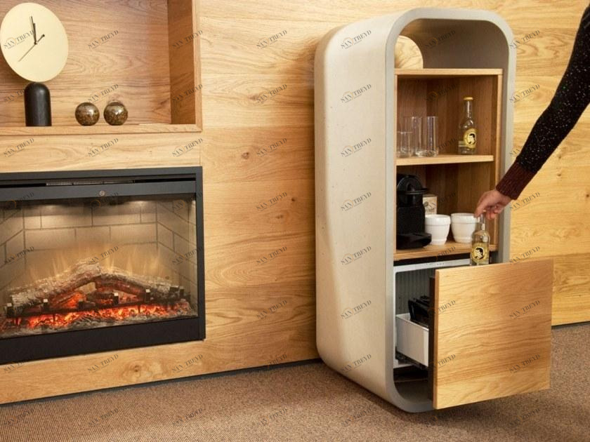 CO33 Барный шкаф из бетона и дерева Opus O120mb