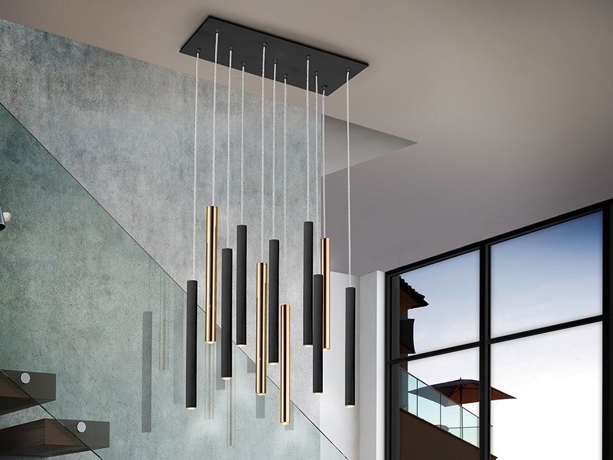 085363 Подвесной светильник 11L черный/золотой DIM Schuller Varas  - Вид №1