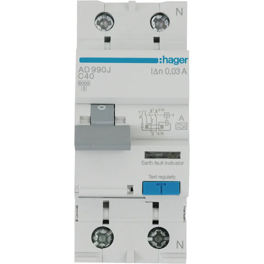 Дифференциальный автомат Hager AD990J 1P N C40 A 30 мА 6 кА A STLM-2135914 - Вид №1