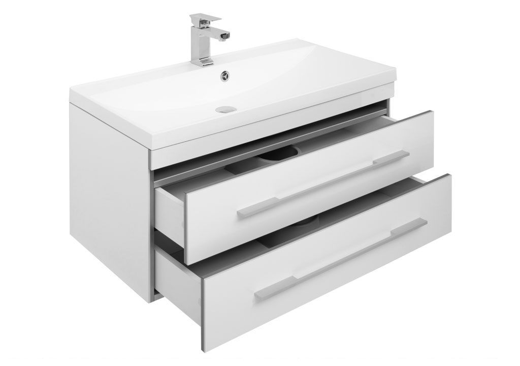 Тумба с раковиной Aquanet Верона NEW 90 белый (подвесная 2 ящика) 0017233500204119 - Вид №3