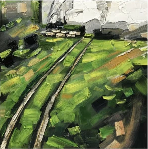 Картина на холсте 100х100 см "Деревня" EVENHOME КАРТИНЫ МАСЛОМ 130045 Зеленый;серый;черный;разноцветный