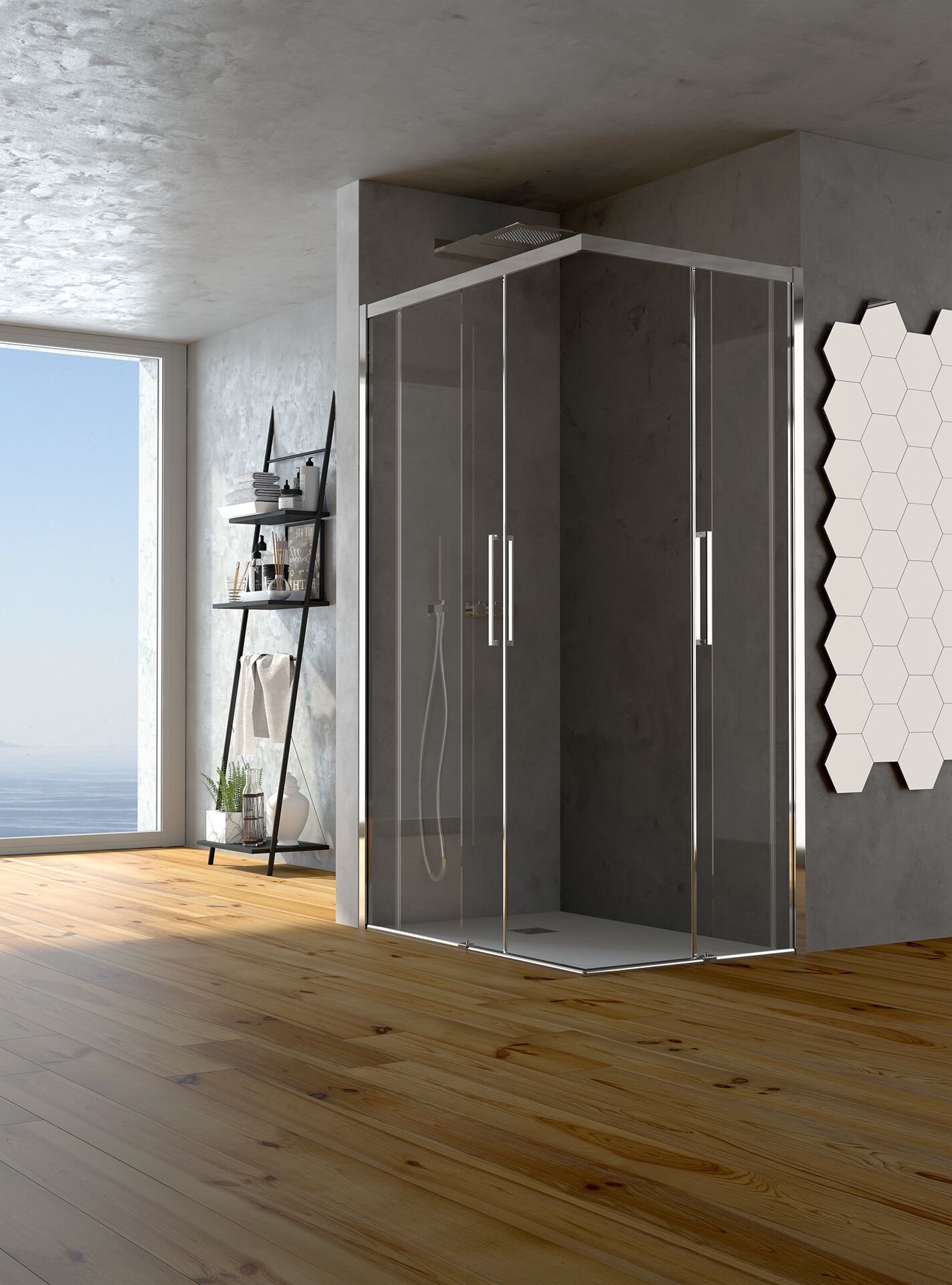 Алюминиевая и стеклянная угловая душевая кабина с раздвижной дверью CSA Box Doccia LIA ARCH-00062962 - Вид №1