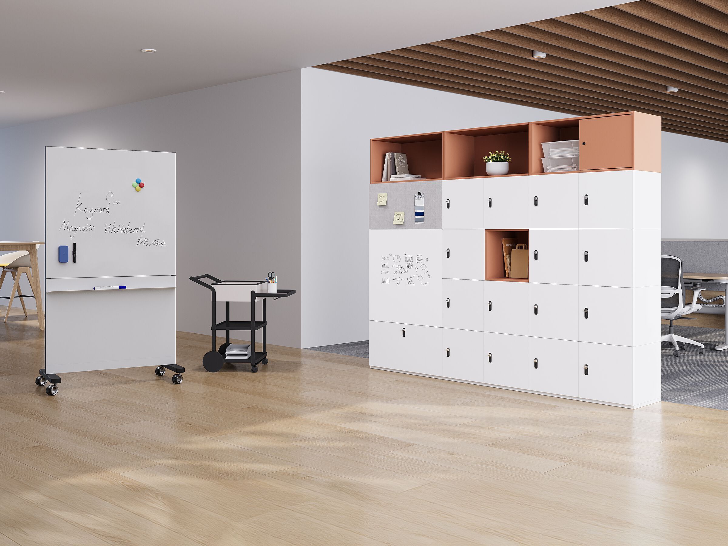 Модульный офисный шкаф из стали и дерева с распашными дверями WORKSPACE CUBIQ ARCH-00003698