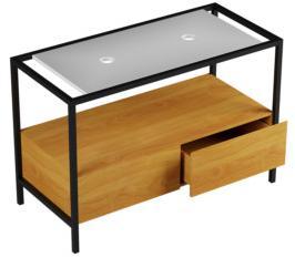 STA 120 03 Мебель для подвешивания и подставки azzurra ceramica Основание из окрашенного металла в комплекте с изготовленной на заказ полкой с 2 ​​отверстиями и шкафом с 2 ящиками со встроенным держателем для полотенец HANG&STAND