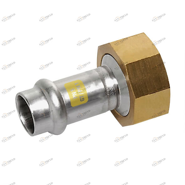 61736022118 SANHA 17360G пр.-фит. газ, нерж.сталь, накид.гайка, плоск.упл. 22x11/8 мм 