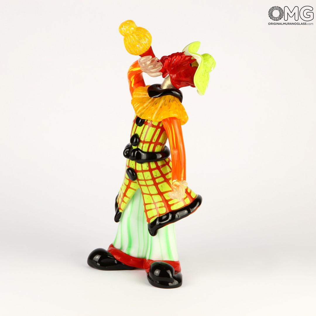 2573 ORIGINALMURANOGLASS Статуэтка Клоун с бутылкой вина - муранское стекло OMG 18 см  - Вид №1