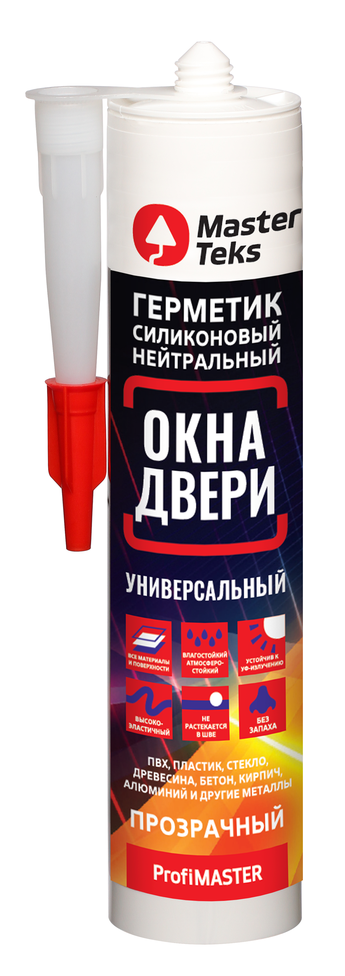 MASTERTEKS Силиконовый герметик нейтральный универсальный 280 мл прозрачный 86408720 STLM-0068817