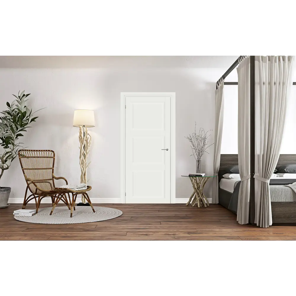 Дверь межкомнатная глухая Адажио 60x200 см Hardflex белый с замком и петлями 82636284 STLM-2092239 МАРИО РИОЛИ  - Вид №1