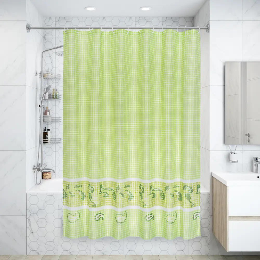 Штора для ванной комнаты Fresco 180х180 см цвет зелёный 17896510 STLM-2048364 BATH PLUS ШТОРЫ CHARME RED