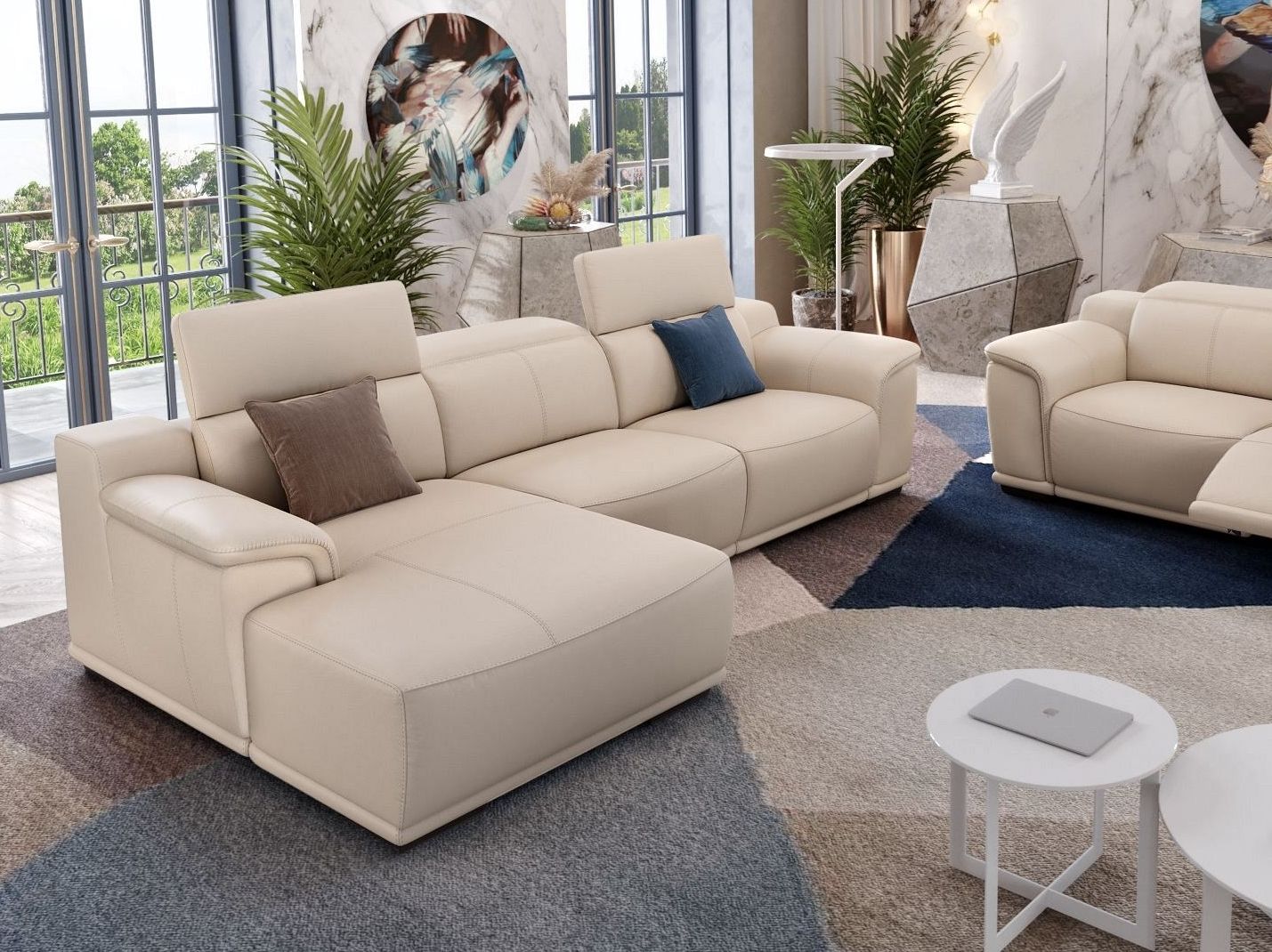 Кожаный диван с полуостровом Sofanella Montefino ARCH-00115177 - Вид №1